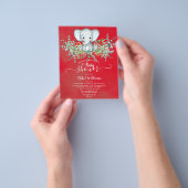 Elephant Floral Eucalyptus Baby douche Invitaties Flyer (Hand)