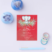 Elephant Floral Eucalyptus Baby douche Invitaties Flyer (Enkel)