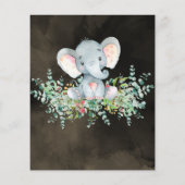 Elephant Floral Eucalyptus Baby douche Invitaties Flyer (Achterkant)