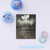 Elephant Floral Eucalyptus Baby douche Invitaties Flyer (Enkel)