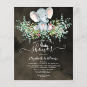 Elephant Floral Eucalyptus Baby douche Invitaties Flyer (Voorkant)
