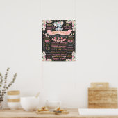 Elephant Floral First Birthday board Poster (Keuken)