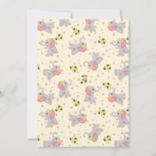 Elephant Floral First Birthday Party Kaart (Achterkant)