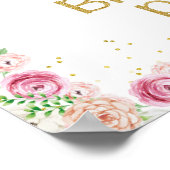 Elephant Floral First Birthday Welcome sign Poster (Hoek)