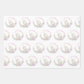 Elephant Floral Flowers Baby shower Verjaardag Inpakpapier Vel (Voorkant 3)