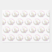 Elephant Floral Flowers Baby shower Verjaardag Inpakpapier Vel (Voorkant)