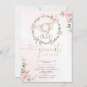 Elephant floral girl baby shower kaart (Voorkant)