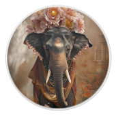 Elephant Floral Harmony Keramische Knop (Voorkant)