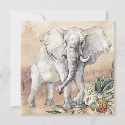 Elephant Floral Kaart (Voorkant)