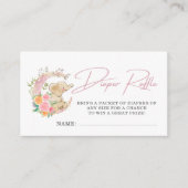 Elephant Floral Moon Baby shower Diaper Raffle Informatiekaartje (Voorkant)