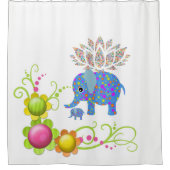 Elephant Floral Shower Curtain Douchegordijn (Voorkant)