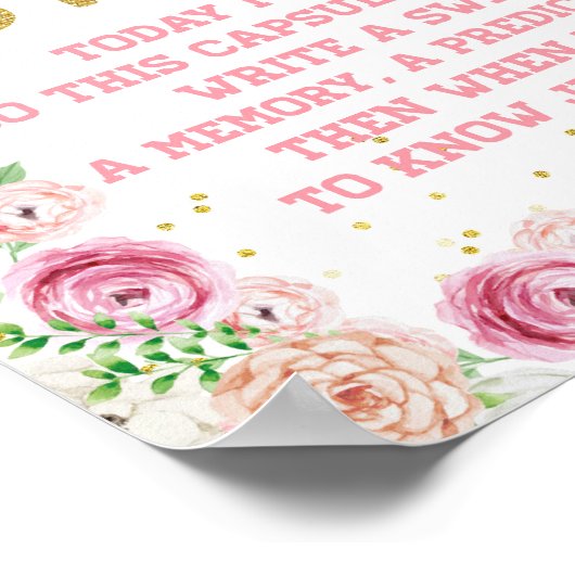 Elephant floral Time Capsule eerste verjaardag Poster (Hoek)