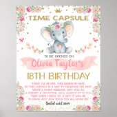 Elephant floral Time Capsule eerste verjaardag Poster (Voorkant)