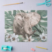 Elephant Floral Tropical Palm Waterverf Tissuepapier (Craft)