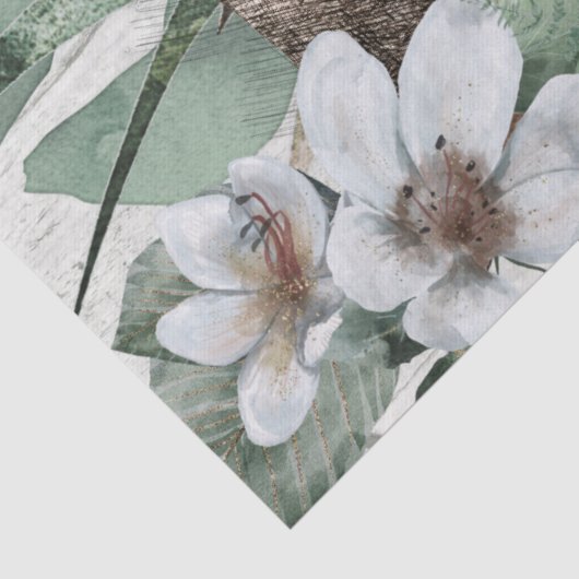 Elephant Floral Tropical Palm Waterverf Tissuepapier (Detail)