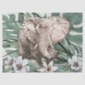 Elephant Floral Tropical Palm Waterverf Tissuepapier (Voorkant)