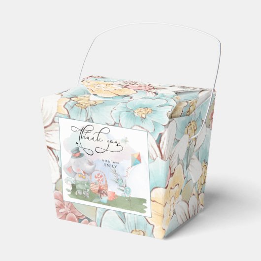Elephant Florals Boy Baby shower Picnic Bedankt Bedankdoosjes (Voorkant Zijde)