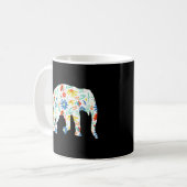 Elephant Flower Silhouette Cute Safari Koffiemok (Voorkant links)