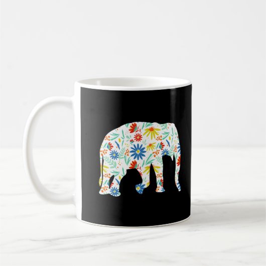 Elephant Flower Silhouette Cute Safari Koffiemok (Links)