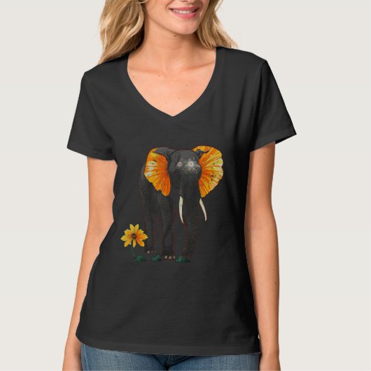 Elephant Flowers Artwork - African Art Elephant T-shirt (Voorkant)