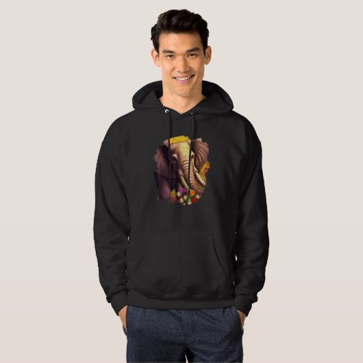Elephant Flowers Cute Painting Flower Elephant Hoodie (Voorkant volledig)