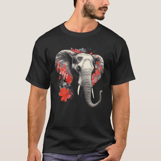 Elephant Flowers Music Animal Elephant T-shirt (Voorkant)
