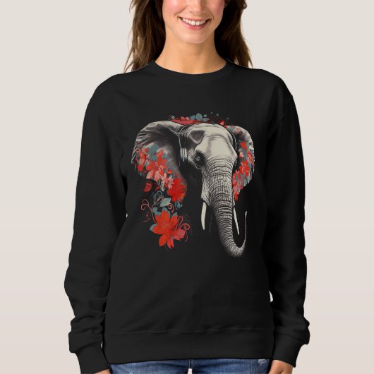 Elephant Flowers Music Animal Elephant Trui (Voorkant)
