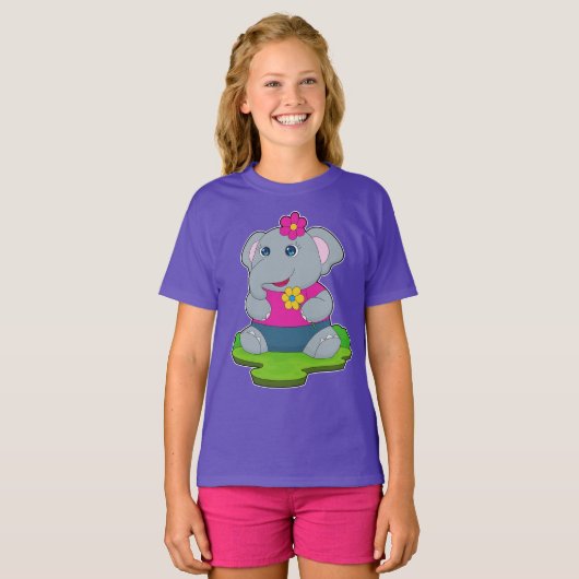 Elephant Flowers T-shirt (Voorkant volledig)