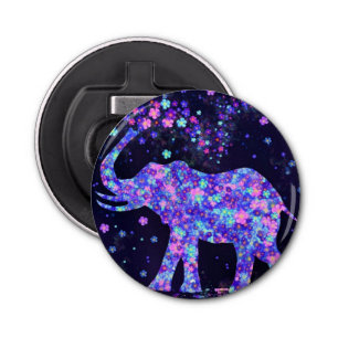 Elephant Flowers - voeg uw Afbeelding/tekst/naam t Button Flesopener