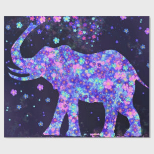 Elephant Flowers - voeg uw Afbeelding/tekst/naam t Cadeaupapier
