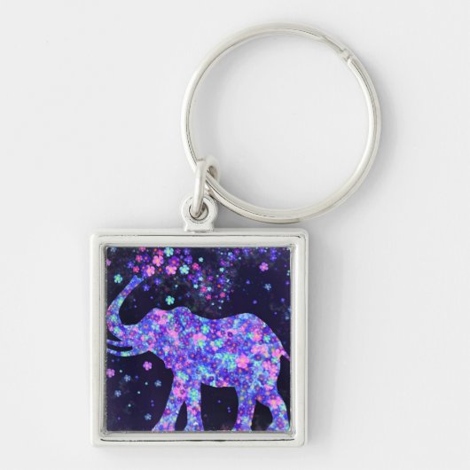 Elephant Flowers - voeg uw Afbeelding/tekst/naam t Sleutelhanger (Voorkant)