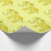 Elephant Flowers Yellow Cadeaupapier (Hoek)