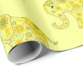 Elephant Flowers Yellow Cadeaupapier (Rol Hoek)