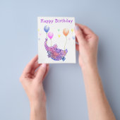 Elephant Flying Colorful Balloons Baby Birthday Flyer (Hand)