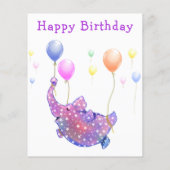 Elephant Flying Colorful Balloons Baby Birthday Flyer (Achterkant)