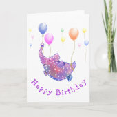 Elephant Flying Colorful Balloons Birthday Kaart (Voorkant)