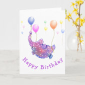 Elephant Flying Colorful Balloons Birthday Kaart (Gele Bloem)