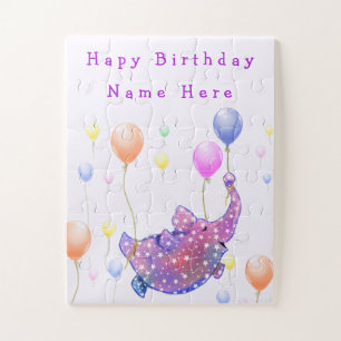 Elephant Flying Colorful Balloons Birthday Puzzle Legpuzzel