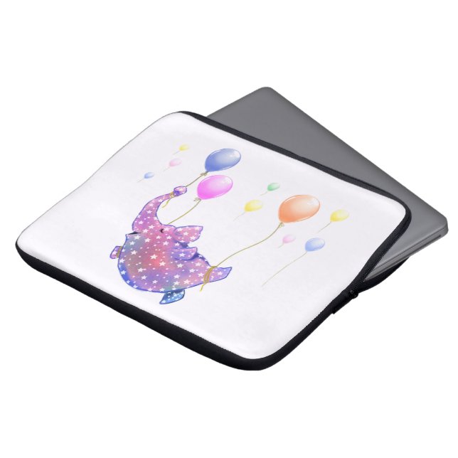 Elephant Flying Laptop Slaper Colorful Balloons Sleeve (Voorkant top)