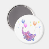 Elephant Flying with Colorful Balloons Magnet (Voorkant / Achterkant)