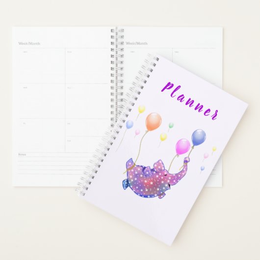 Elephant Flying with Colorful Balloons Planner (Display)
