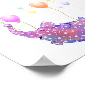 Elephant Flying with Colorful Balloons Poster (Hoek)