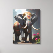 Elephant Folk Art Painting Canvas Afdruk (Voorkant)