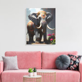 Elephant Folk Art Painting Canvas Afdruk (Insitu (Woonkamer))