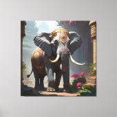 Elephant Folk Art Painting Canvas Afdruk (Voorkant)
