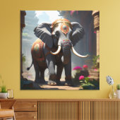 Elephant Folk Art Painting Canvas Afdruk (Insitu (Woonkamer))