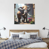 Elephant Folk Art Painting Canvas Afdruk (Insitu (Slaapkamer))