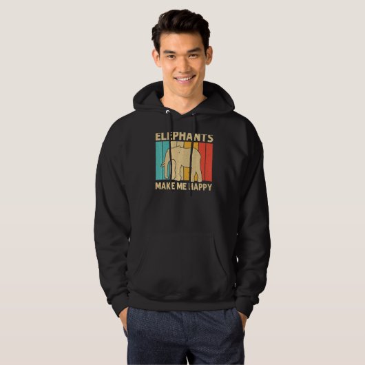 Elephant For Men Women Indian Elephant Mammoth Vin Hoodie (Voorkant volledig)
