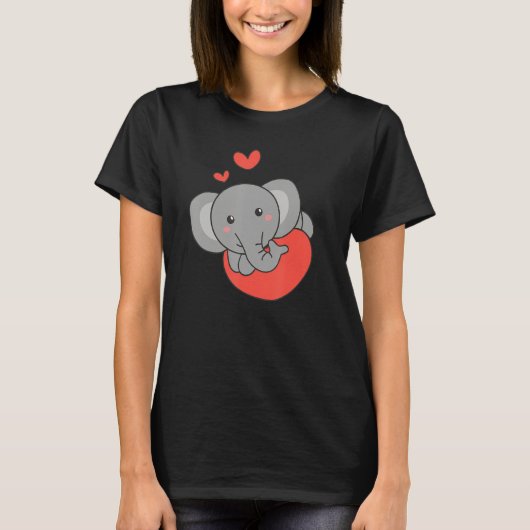 Elephant For Valentine s Day Cute Animals With Hea T-shirt (Voorkant)