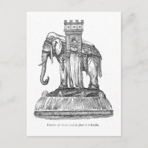 Elephant fountain in Place de la Bastill, Parijs Briefkaart